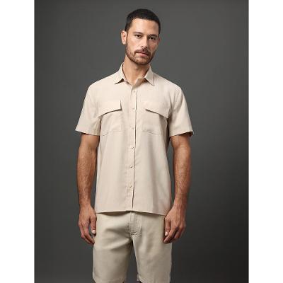 Camisa Masculina Liocel Com Bolsos Calvin Klein Jeans - Caqui Claro