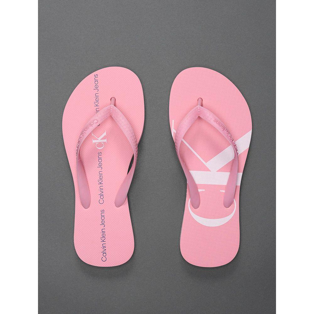 Chinelo Menina Logo Corrido Calvin Klein Jeans - Rosa Claro - 2