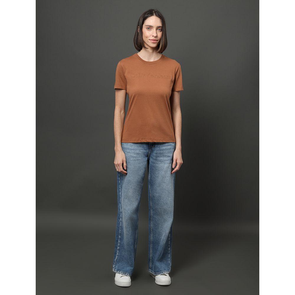 Camiseta Feminina Bordado Alto Relevo Calvin Klein Jeans - Havana - 3