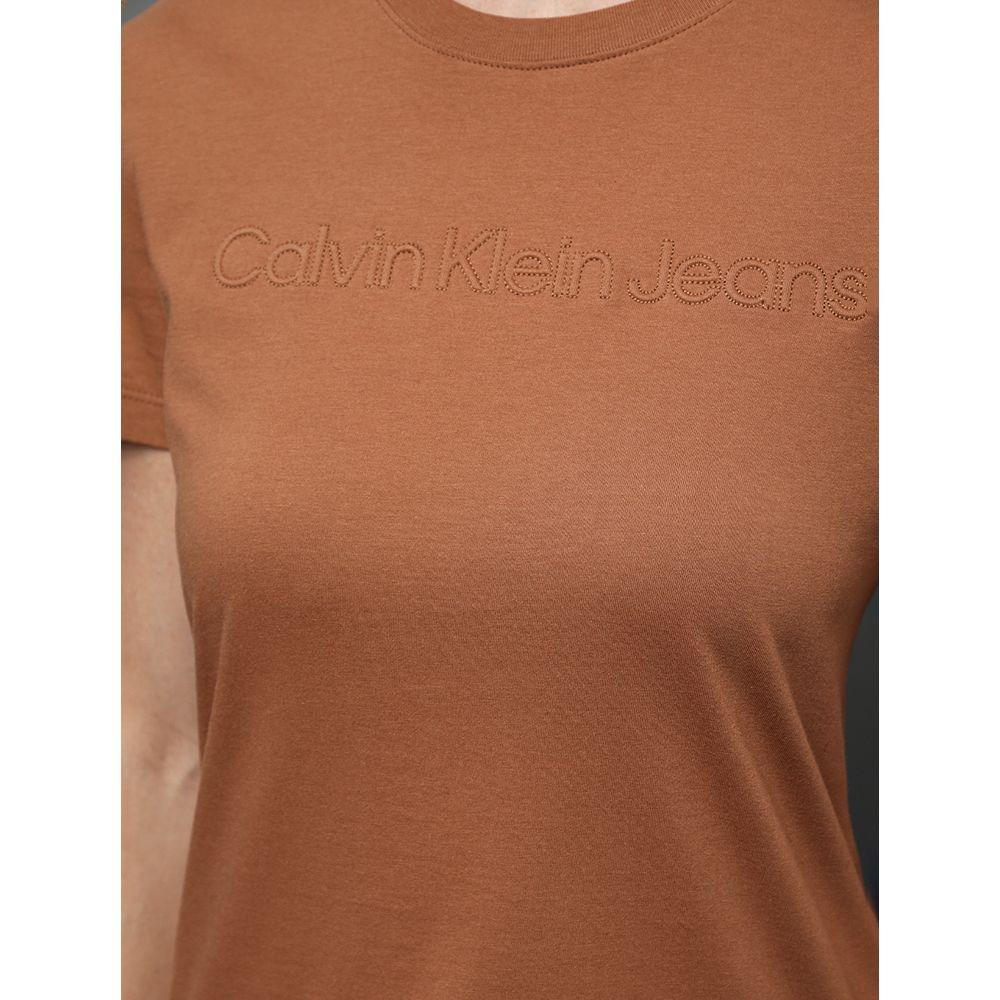 Camiseta Feminina Bordado Alto Relevo Calvin Klein Jeans - Havana - 4