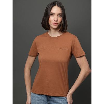 Camiseta Feminina Bordado Alto Relevo Calvin Klein Jeans - Havana