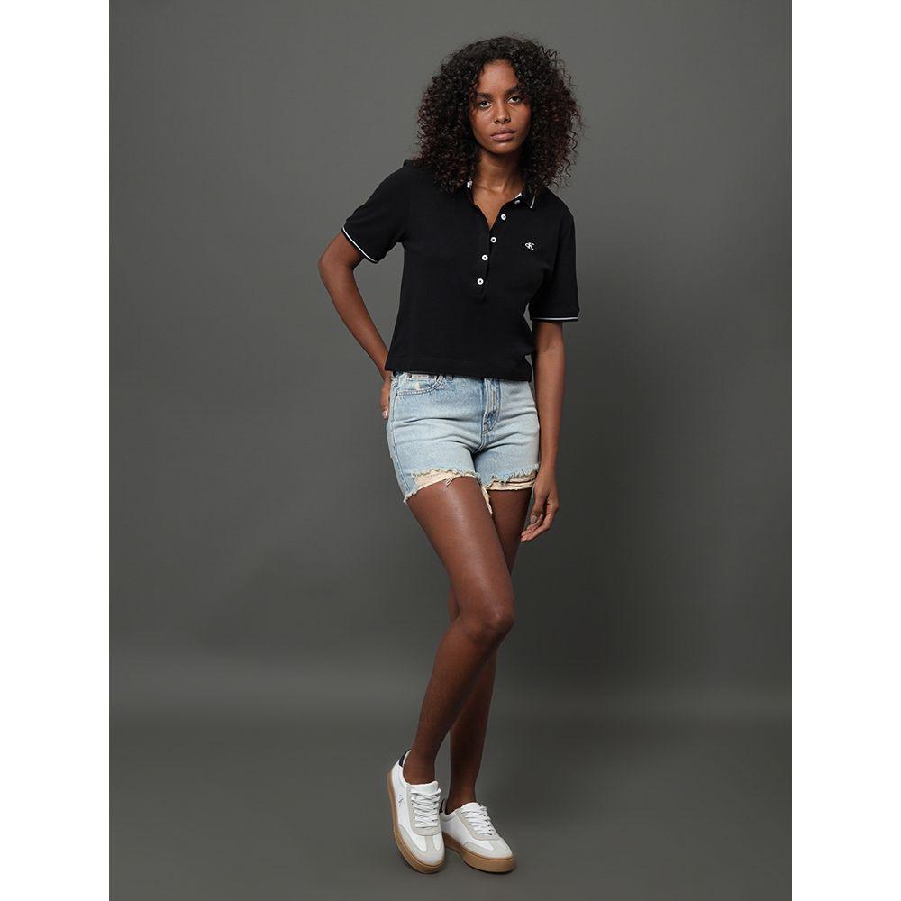 Polo Feminina Piquet Duplo Calvin Klein Jeans - Preto - 3
