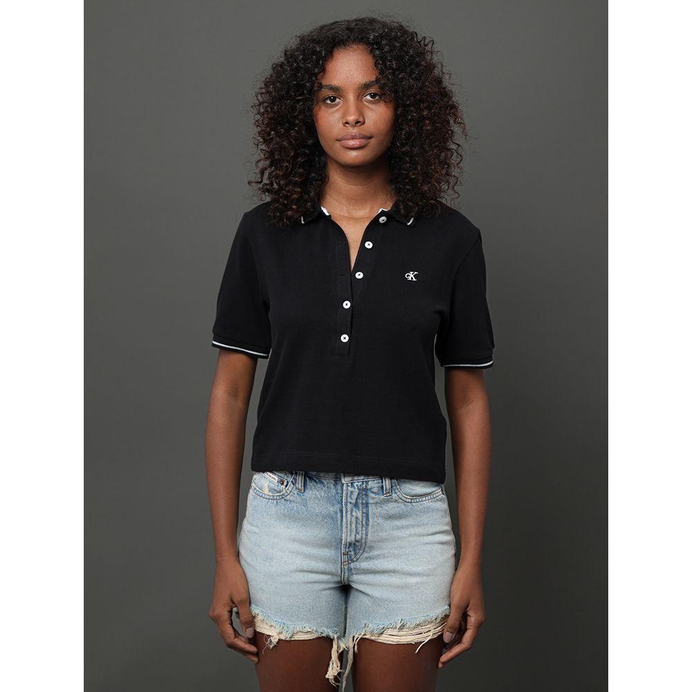 Polo Feminina Piquet Duplo Calvin Klein Jeans - Preto - 1