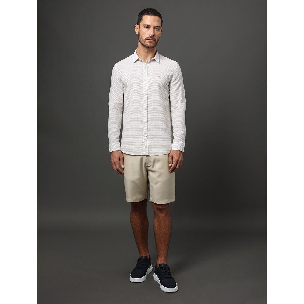 Camisa Masculina Fine Stripes Calvin Klein Jeans - Caqui Claro - 3