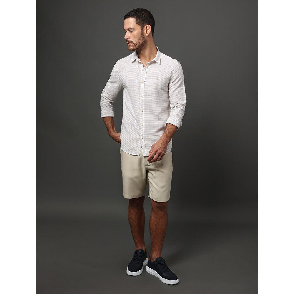 Camisa Masculina Fine Stripes Calvin Klein Jeans - Caqui Claro - 5