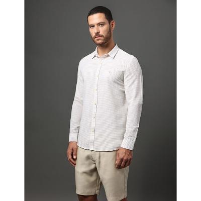 Camisa Masculina Fine Stripes Calvin Klein Jeans - Caqui Claro