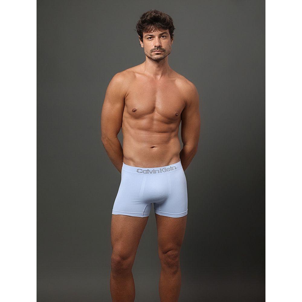 Kit 3 Cuecas Low Rise Trunk Seamless Micro Calvin Klein Underwear - Preto/Branco/Azul Claro - 5