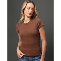 Blusa Feminina Ribana Decote Careca Calvin Klein Jeans - Marrom - 1