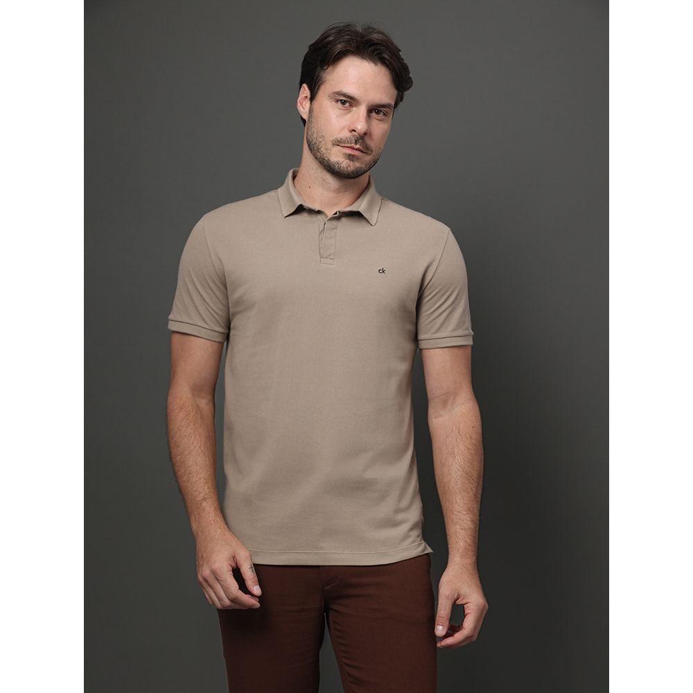 Polo Masculina Slim Calvin Klein - Caqui Medio - 1