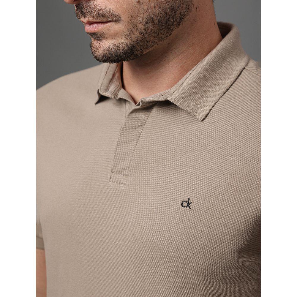 Polo Masculina Slim Calvin Klein - Caqui Medio - 4