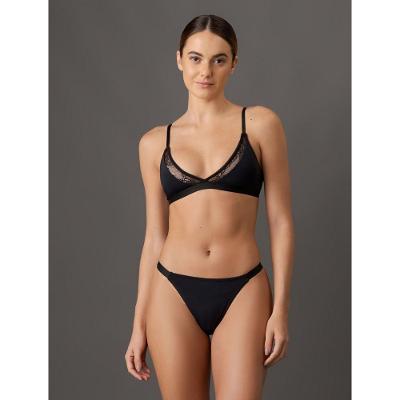 Calcinha Fio Dental String Soft Lace Calvin Klein Underwear - Preto