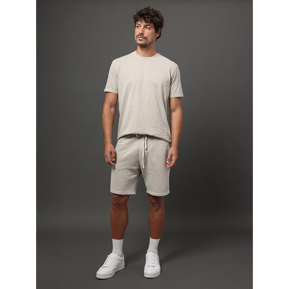 Bermuda Masculina Moletom Monograma Calvin Klein Jeans - Caqui Claro - 3