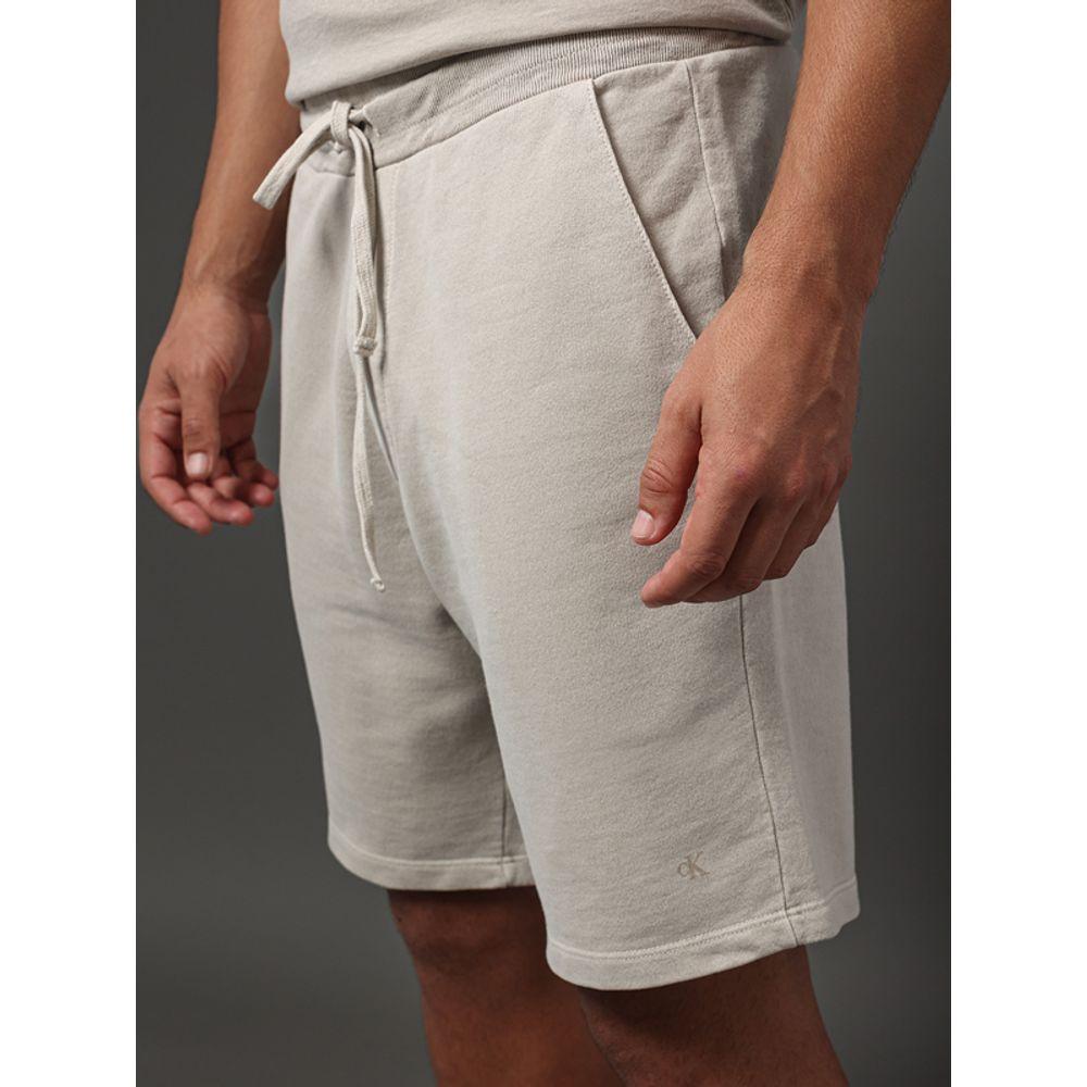 Bermuda Masculina Moletom Monograma Calvin Klein Jeans - Caqui Claro - 4