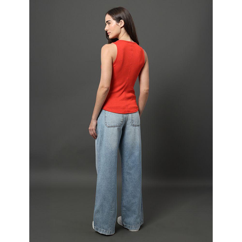 Regata Feminina Detalhe Botões Calvin Klein Jeans - Vermelho - 2