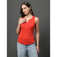 Regata Feminina Detalhe Botões Calvin Klein Jeans - Vermelho - 1