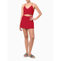 Top Feminino Cropped Linho Calvin Klein Jeans - Vermelho - 2