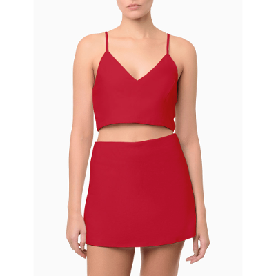 Top Feminino Cropped Linho Calvin Klein Jeans - Vermelho