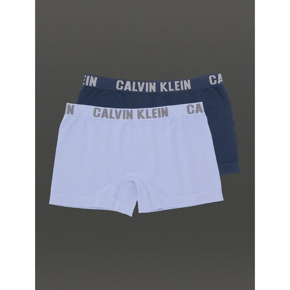 Kit 2 Cuecas Menino Trunk Sem Costura Calvin Klein Underwear - Marinho Com Azul Claro - 2