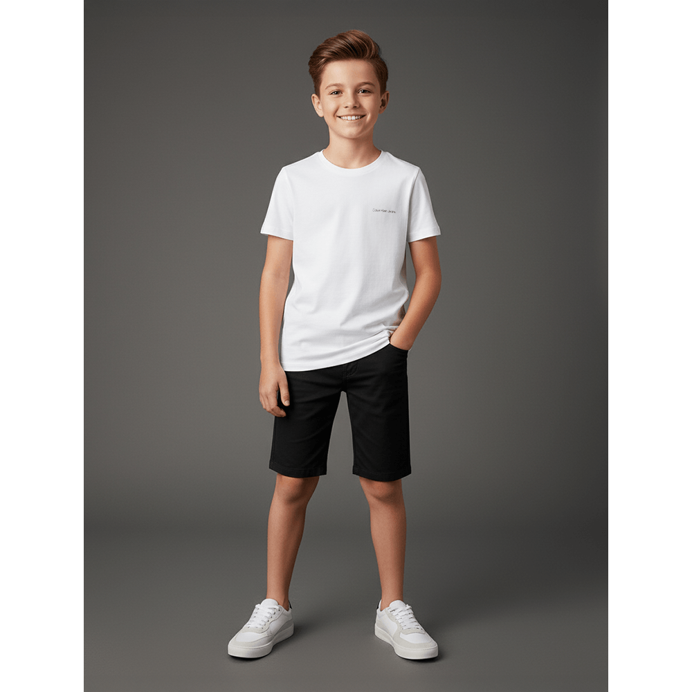 Camiseta Menino Logo Peito Calvin Klein Jeans - Branco - 1