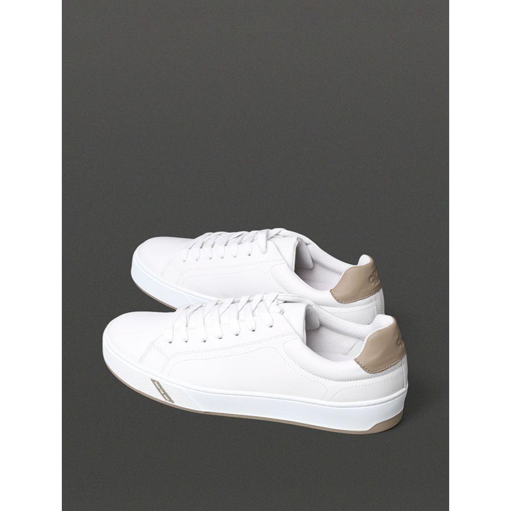 Tênis Masculino Palito Clean Casual Calvin Klein Jeans - Branco/Caqui Claro - 3