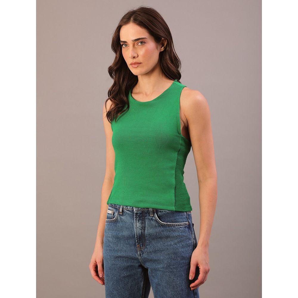 Blusa Feminina Cropped Texturizada Calvin Klein Jeans - Verde Médio - 2