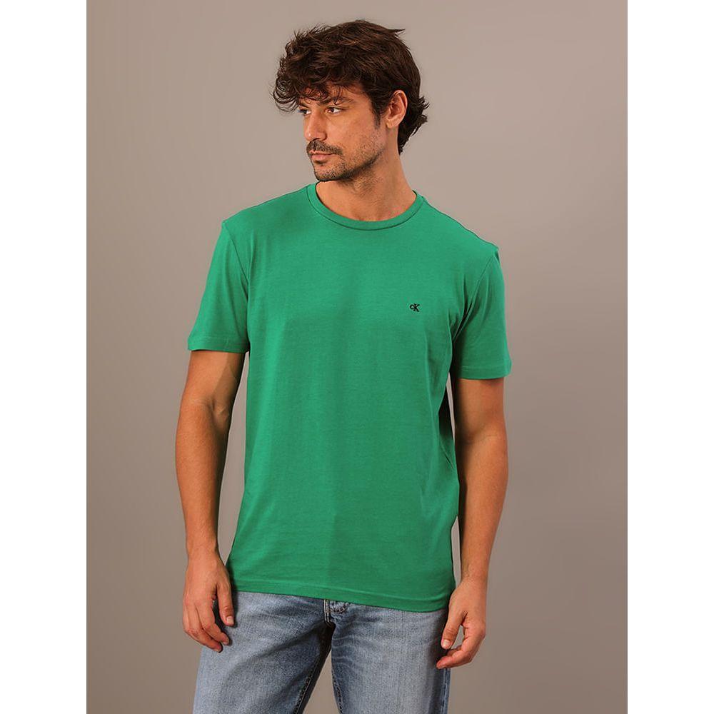 Camiseta Masculina Bordado Calvin Klein Jeans - Verde Médio - 2
