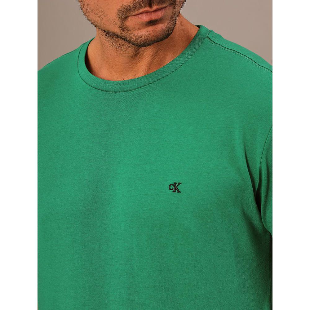 Camiseta Masculina Bordado Calvin Klein Jeans - Verde Médio - 3