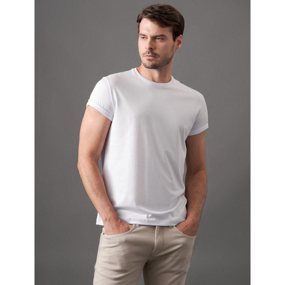 Camiseta Masculina Pima Manga Curta Calvin Klein - Branco - 5