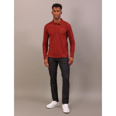 Polo Manga Longa Calvin Klein Jeans Regular Calvin Klein Bordado - Bordo