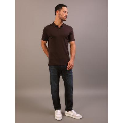 Polo Manga Curta Calvin Klein Jeans Slim Meia Malha Pima - Marrom
