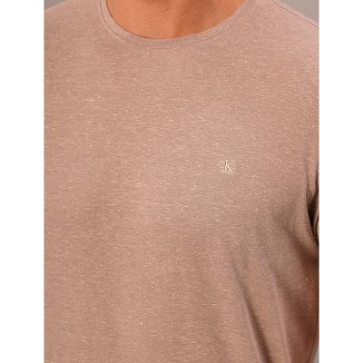 Camiseta Manga Curta Calvin Klein Jeans Masculino Botonê - Caqui Medio