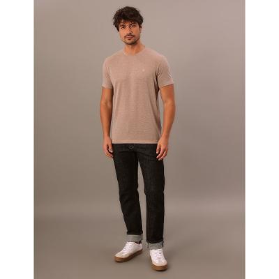 Camiseta Manga Curta Calvin Klein Jeans Masculino Botonê - Caqui Medio