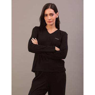 Pijama Feminino Manga Longa e Calça Pima Cotton - Preto