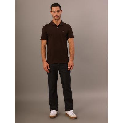 Polo Manga Curta Calvin Klein Jeans Masculino Logo Bordado - Marrom