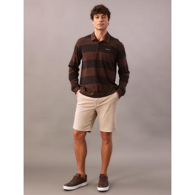Polo Manga Longa Calvin Klein Jeans Masculino Rugby Listrada - Marrom