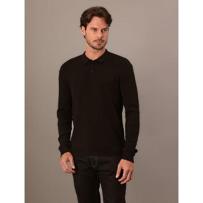 Tricot Polo Manga Longa Calvin Klein Masc - Preto