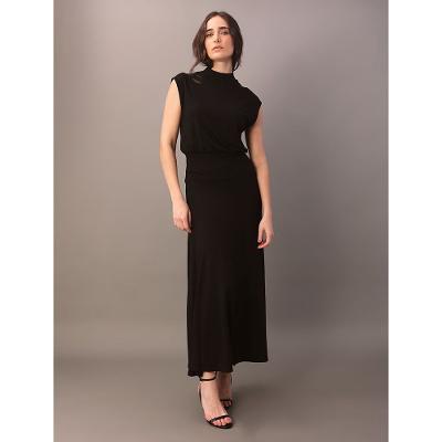 Vestido Longo Calvin Klein Feminino Com Blusê - Preto