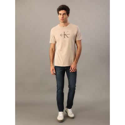 Camiseta Manga Curta Calvin Klein Jeans Masculino Re Issue - Caqui Claro