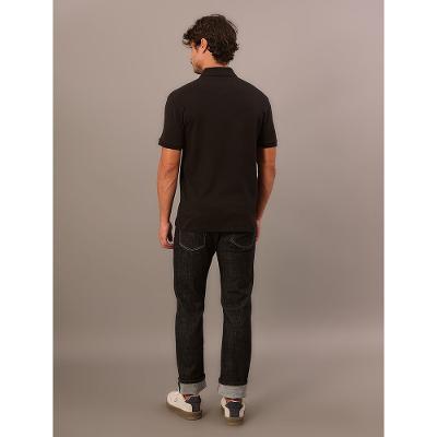Polo Manga Curta Calvin Klein Jeans Regular Suedine Com Zíper - Preto