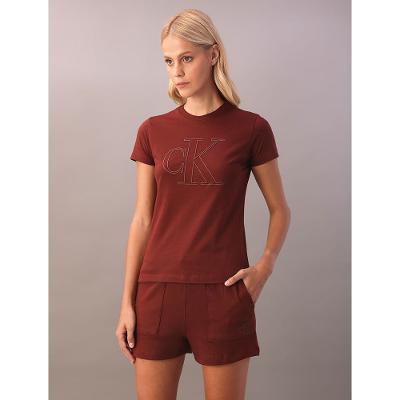 Camiseta Feminina Manga Curta Meia Malha - Bordo