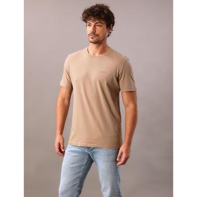 Camiseta Manga Curta Calvin Klein Jeans Masculino Logo Basico Peito - Caqui Medio