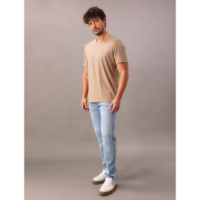 Camiseta Manga Curta Calvin Klein Jeans Masculino Logo Basico Peito - Caqui Medio