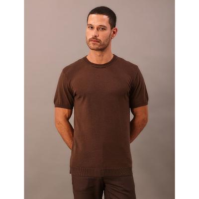 Camiseta Manga Curta Masculino Tricô - Marrom