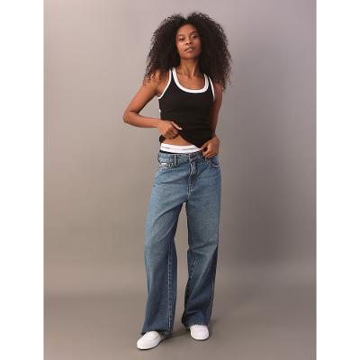 Calça Jeans Feminina Baggy 5 Pockets - Marinho