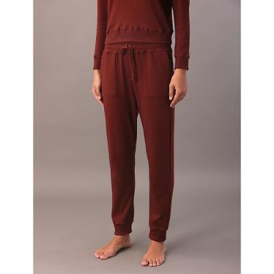 Calça Jogger Feminino Bolsos Suedine - Bordo