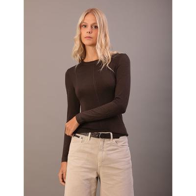 Blusa Calvin Klein Jeans Feminino Manga Longa Tricô - Marrom
