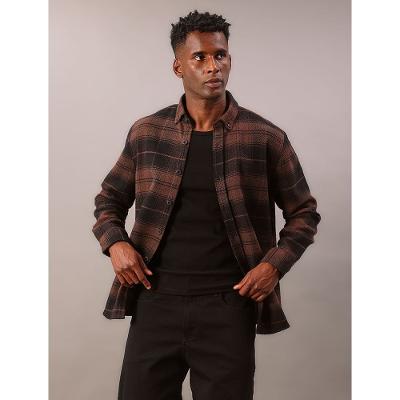 Camisa Manga Longa Overshirt Xadrez - Marrom