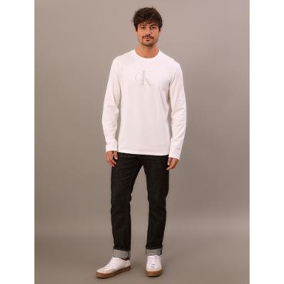 Camiseta Manga Longa Calvin Klein Jeans Masculino Re Issue Bordado - Off White