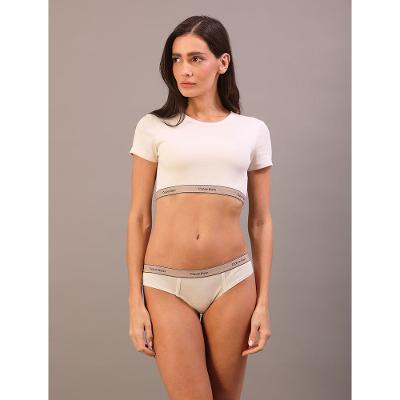Top Manga Curta Cotton Com Elástico - Off White