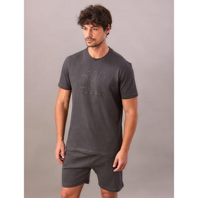 Camiseta Masculino Manga Curta Careca Meia Malha - Chumbo